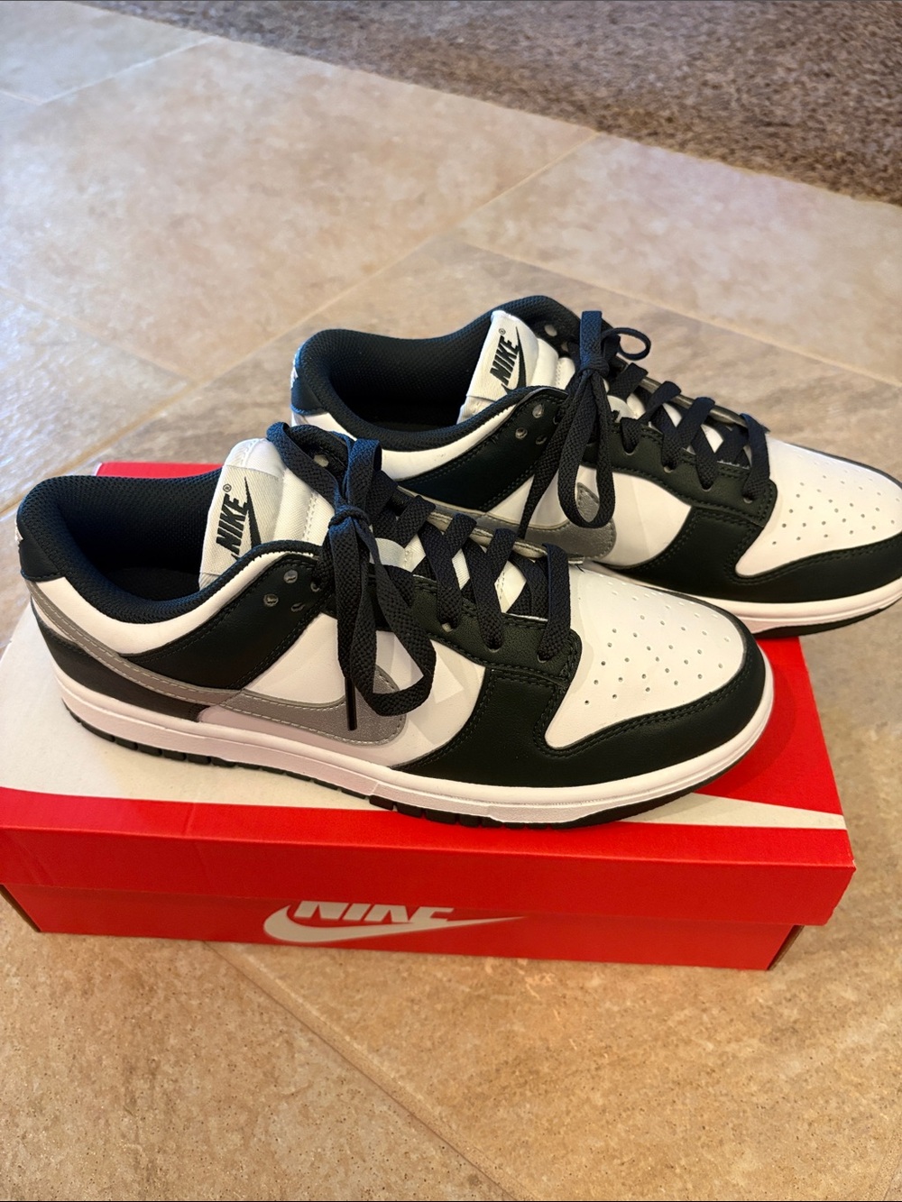 Nike Dunk Women’s Low-Top Sneakers in White and Dark Green